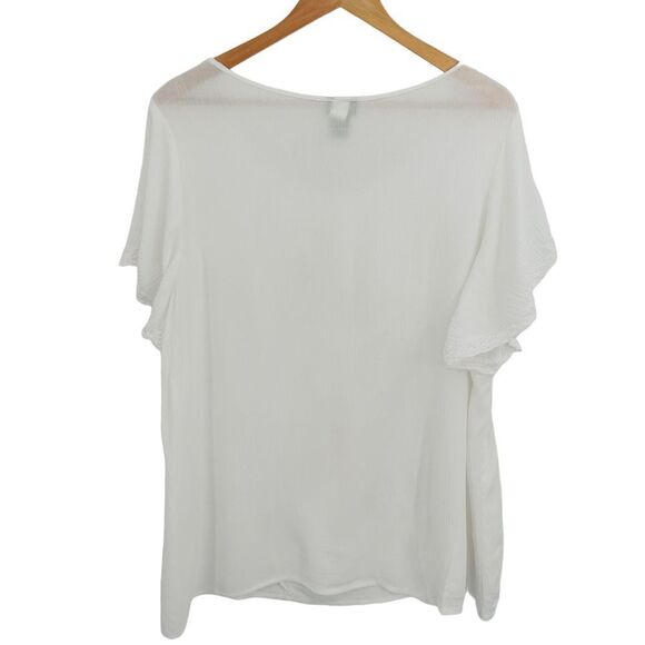 Torrid white embroidered gauze blouse crochet  lace trim size 1x - Picture 5 of 8